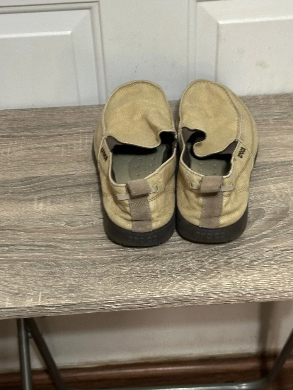 Crocs Santa Cruz Loafers Mens Size 10‎ Khaki Tan Canvas Slip On Shoes 11270